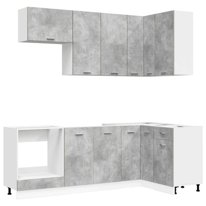 Kitchen Unit LYON 8 pcs Concrete Grey Engineered Wood