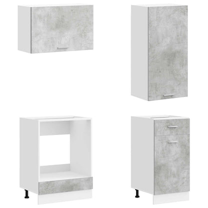 Kitchen Unit LYON 8 pcs Concrete Grey Engineered Wood