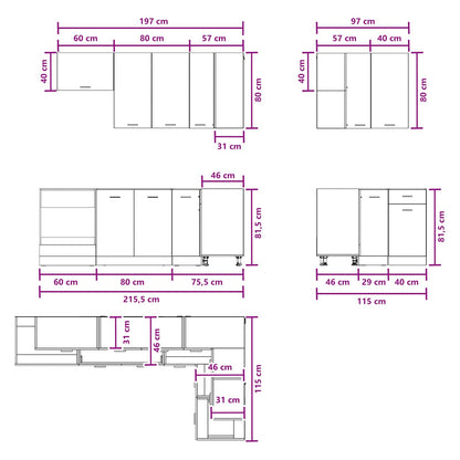 Kitchen Unit LYON 8 pcs Grey Sonoma Engineered Wood
