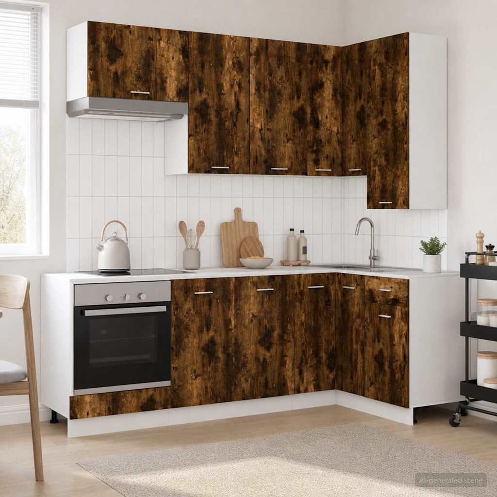 Kitchen Unit LYON 8 pcs Smoked Oak Engineered Wood