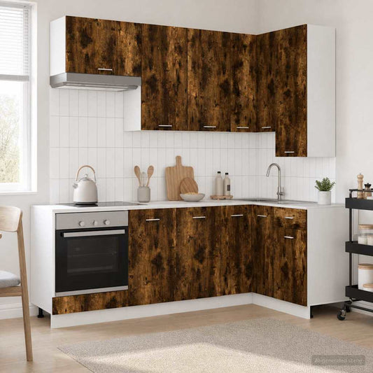 Kitchen Unit LYON 8 pcs Smoked Oak Engineered Wood