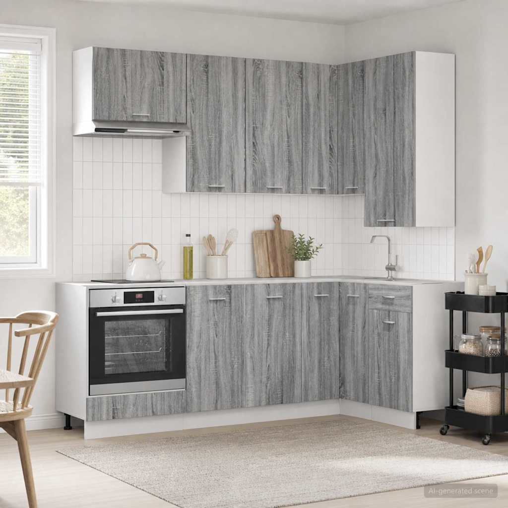 Kitchen Unit LYON 8 pcs Grey Sonoma Engineered Wood