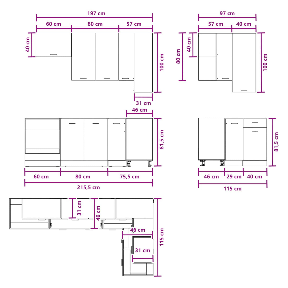Kitchen Unit LYON 8 pcs Grey Sonoma Engineered Wood