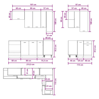 Kitchen Unit LYON 8 pcs Grey Sonoma Engineered Wood