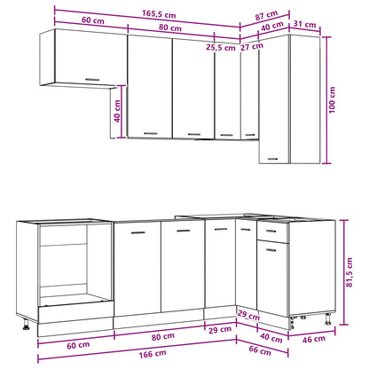 Kitchen Unit LYON 8 pcs Grey Sonoma Engineered Wood