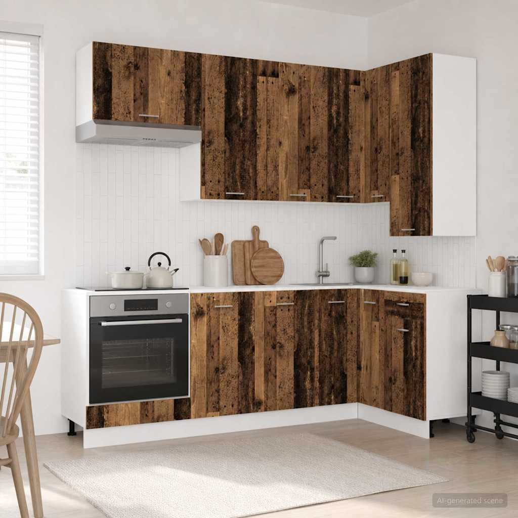 Kitchen Unit LYON 8 pcs Old Wood Engineered Wood