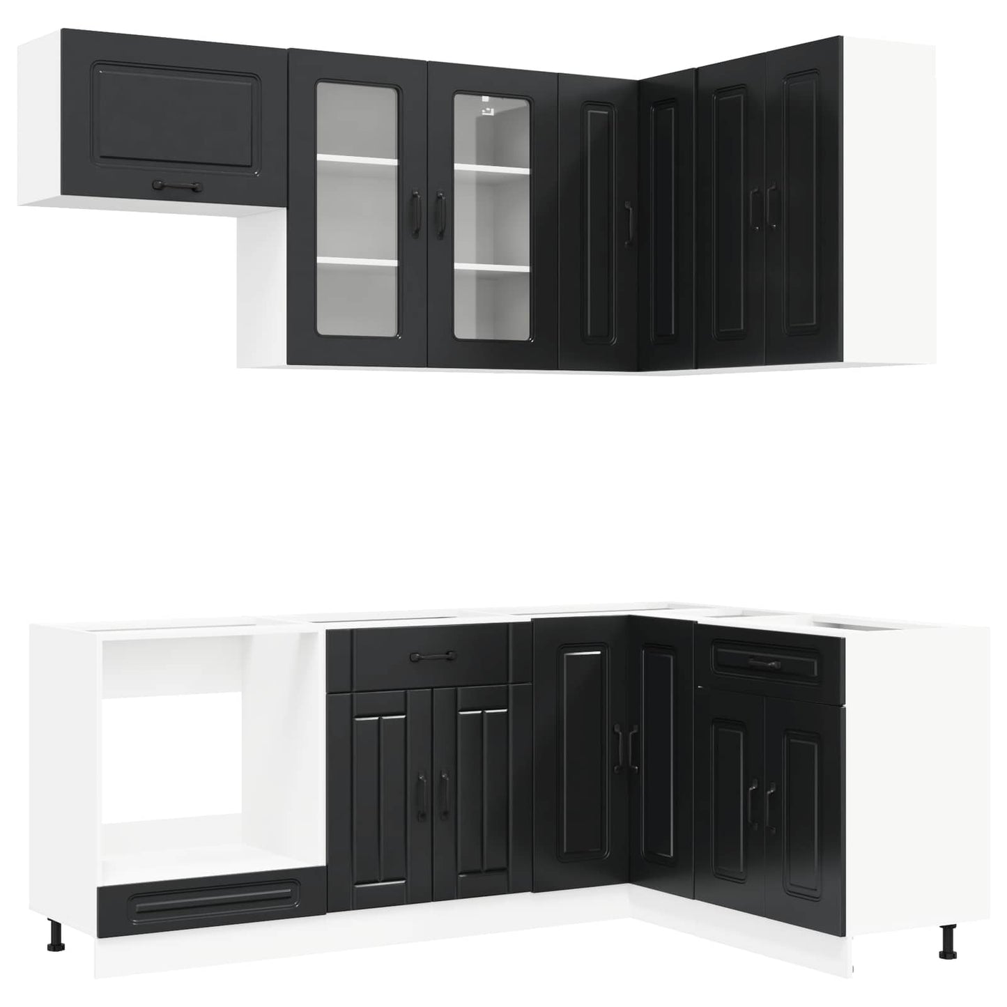 Kitchen Unit KALMAR 8 pcs Black Engineered Wood