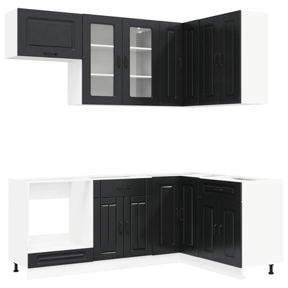 Kitchen Unit KALMAR 8 pcs Black Engineered Wood