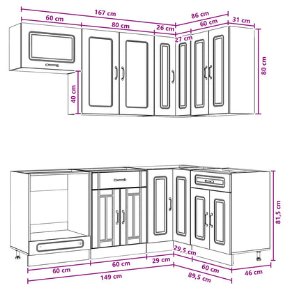 Kitchen Unit KALMAR 8 pcs Black Engineered Wood