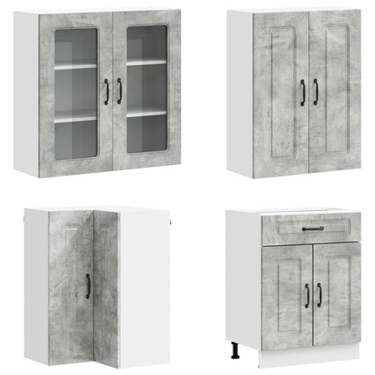Kitchen Unit KALMAR 8 pcs Concrete Grey Engineered Wood
