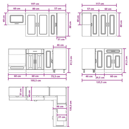 Kitchen Unit KALMAR 8 pcs Grey Sonoma Engineered Wood