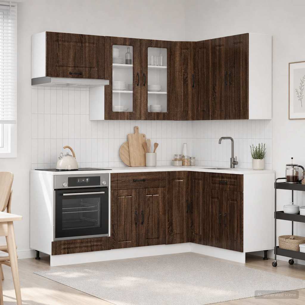 Kitchen Unit KALMAR 8 pcs Brown Oak Engineered Wood