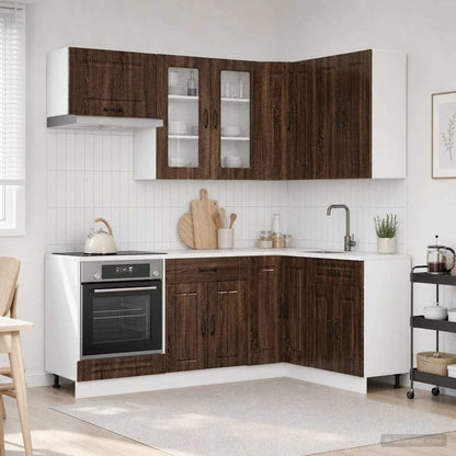 Kitchen Unit KALMAR 8 pcs Brown Oak Engineered Wood