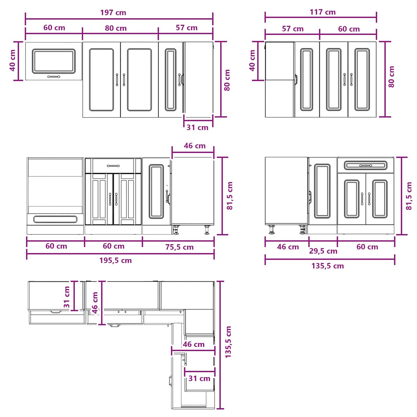 Kitchen Unit KALMAR 8 pcs Brown Oak Engineered Wood