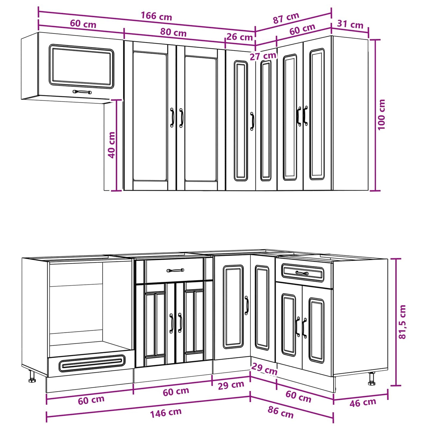 Kitchen Unit KALMAR 8 pcs White Engineered Wood