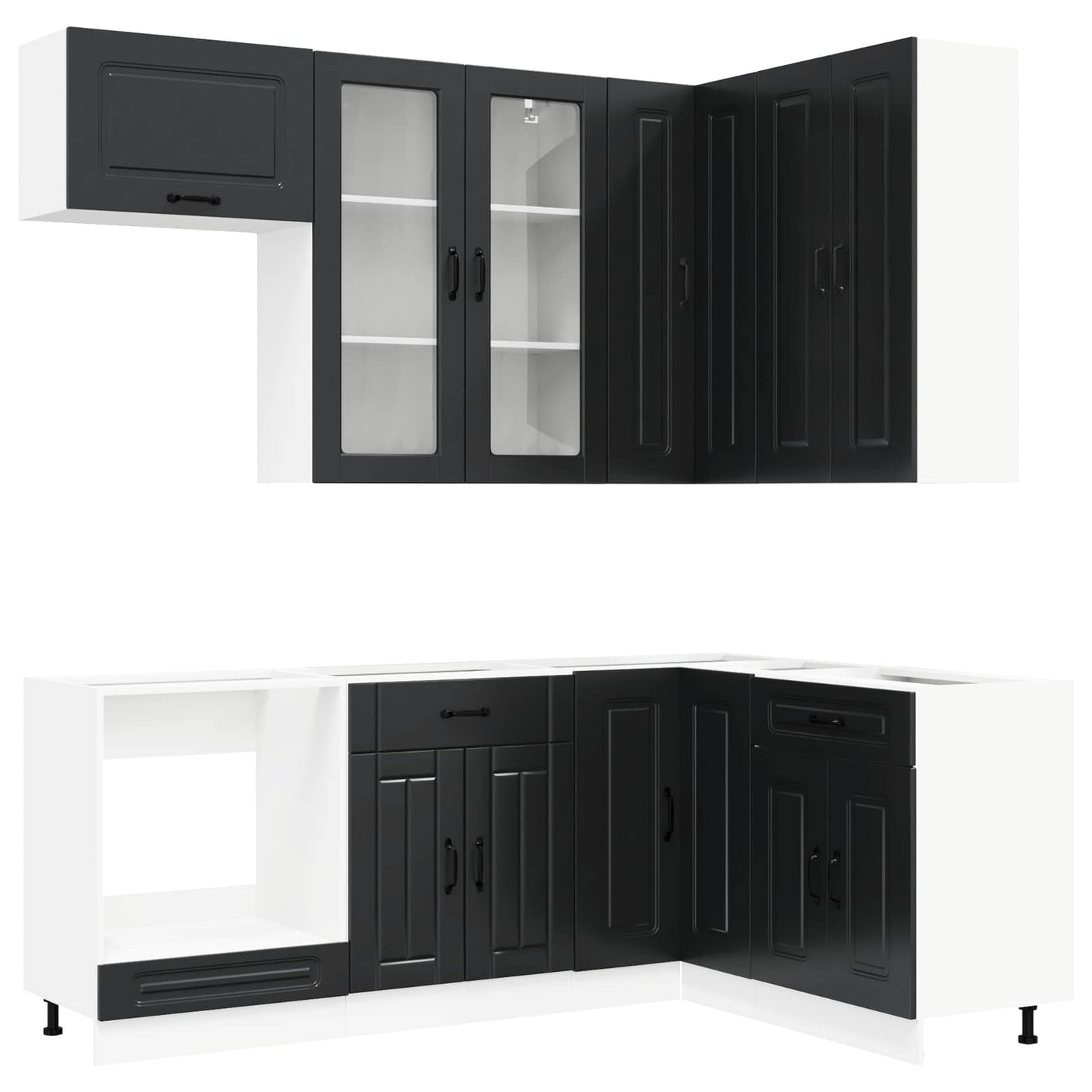 Kitchen Unit KALMAR 8 pcs Black Engineered Wood