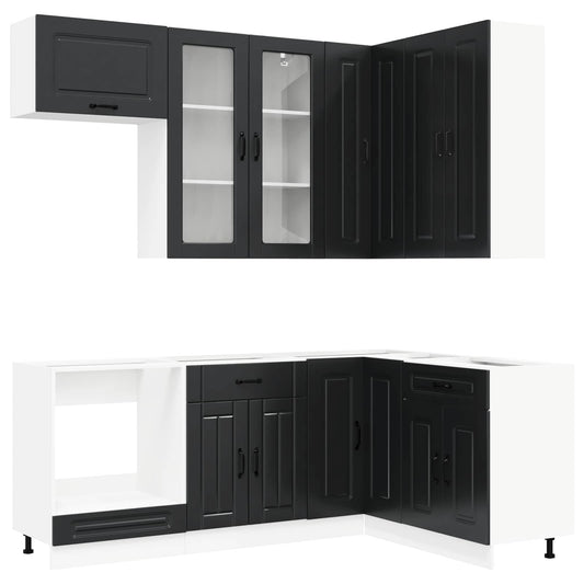 Kitchen Unit KALMAR 8 pcs Black Engineered Wood