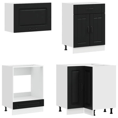 Kitchen Unit KALMAR 8 pcs Black Engineered Wood