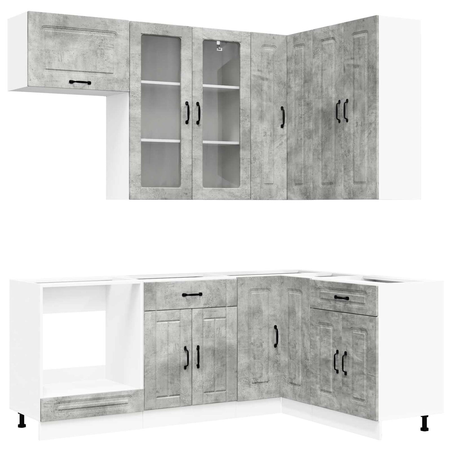 Kitchen Unit KALMAR 8 pcs Concrete Grey Engineered Wood