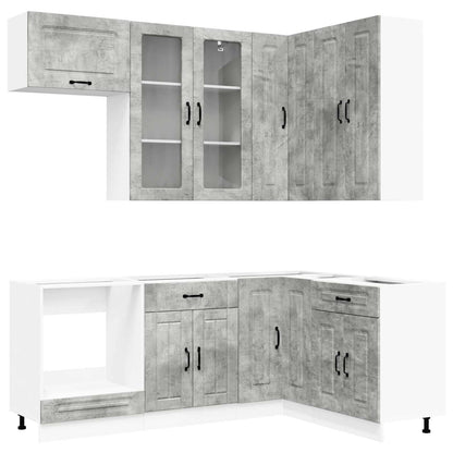 Kitchen Unit KALMAR 8 pcs Concrete Grey Engineered Wood