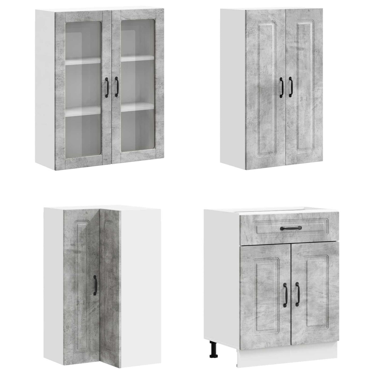 Kitchen Unit KALMAR 8 pcs Concrete Grey Engineered Wood