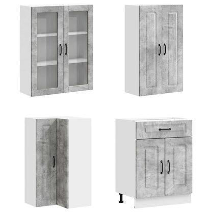 Kitchen Unit KALMAR 8 pcs Concrete Grey Engineered Wood