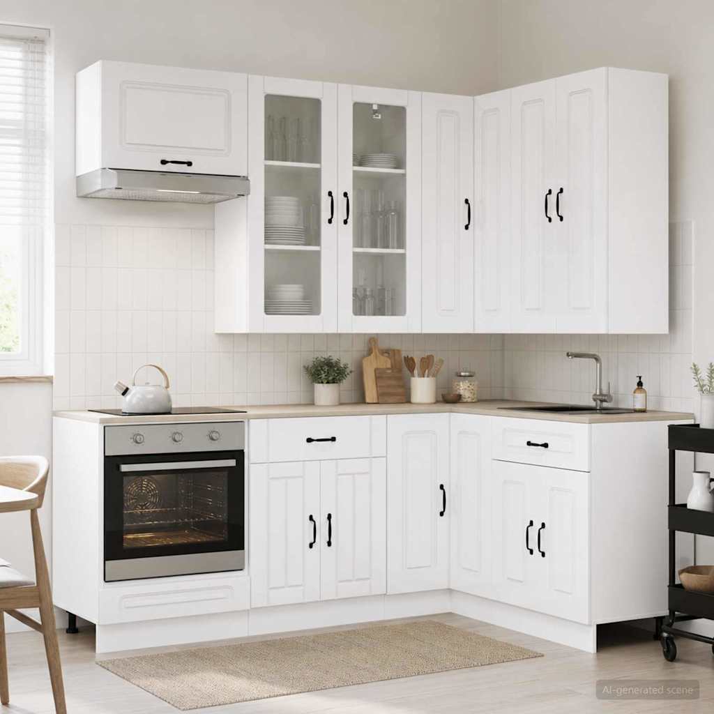 Kitchen Unit KALMAR 8 pcs High Gloss White Engineered Wood
