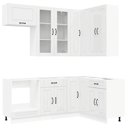 Kitchen Unit KALMAR 8 pcs High Gloss White Engineered Wood