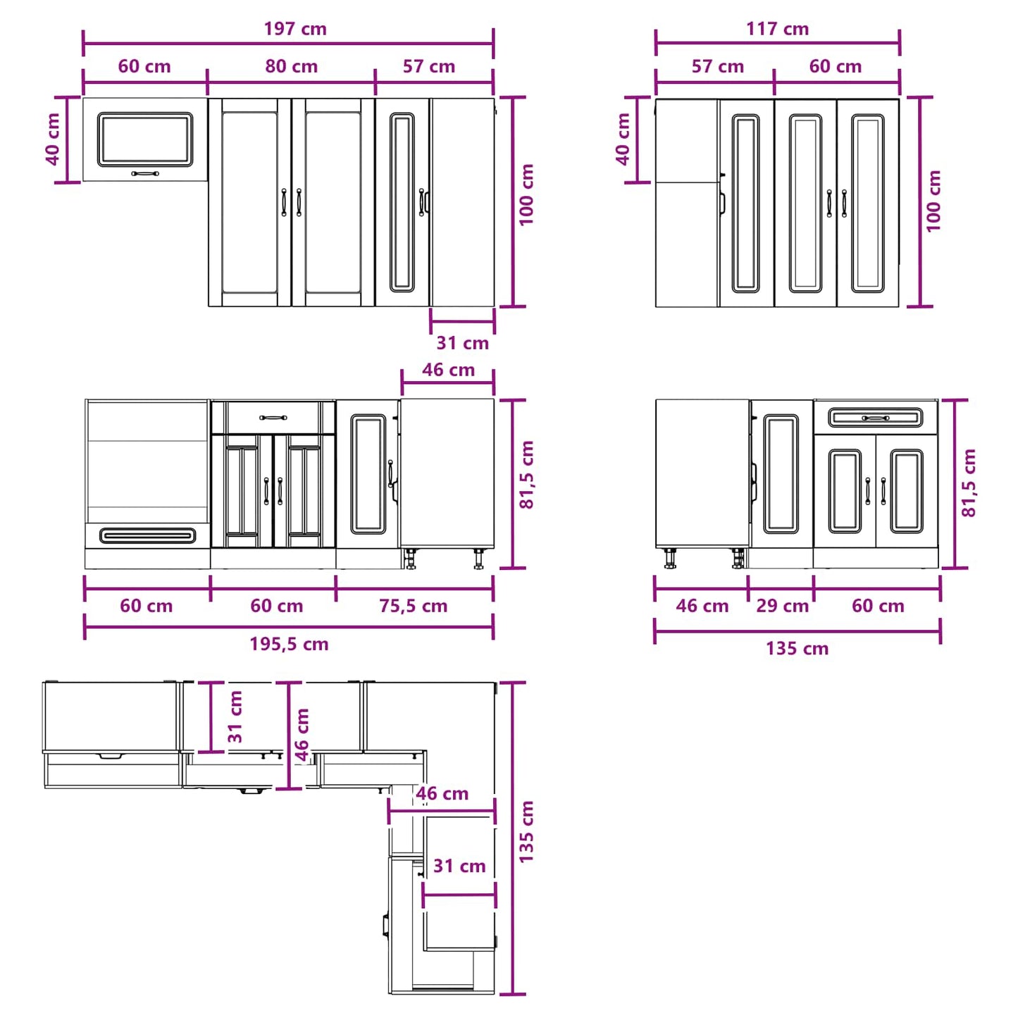 Kitchen Unit KALMAR 8 pcs High Gloss White Engineered Wood