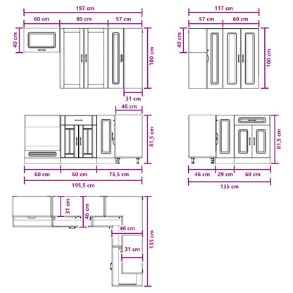 Kitchen Unit KALMAR 8 pcs High Gloss White Engineered Wood