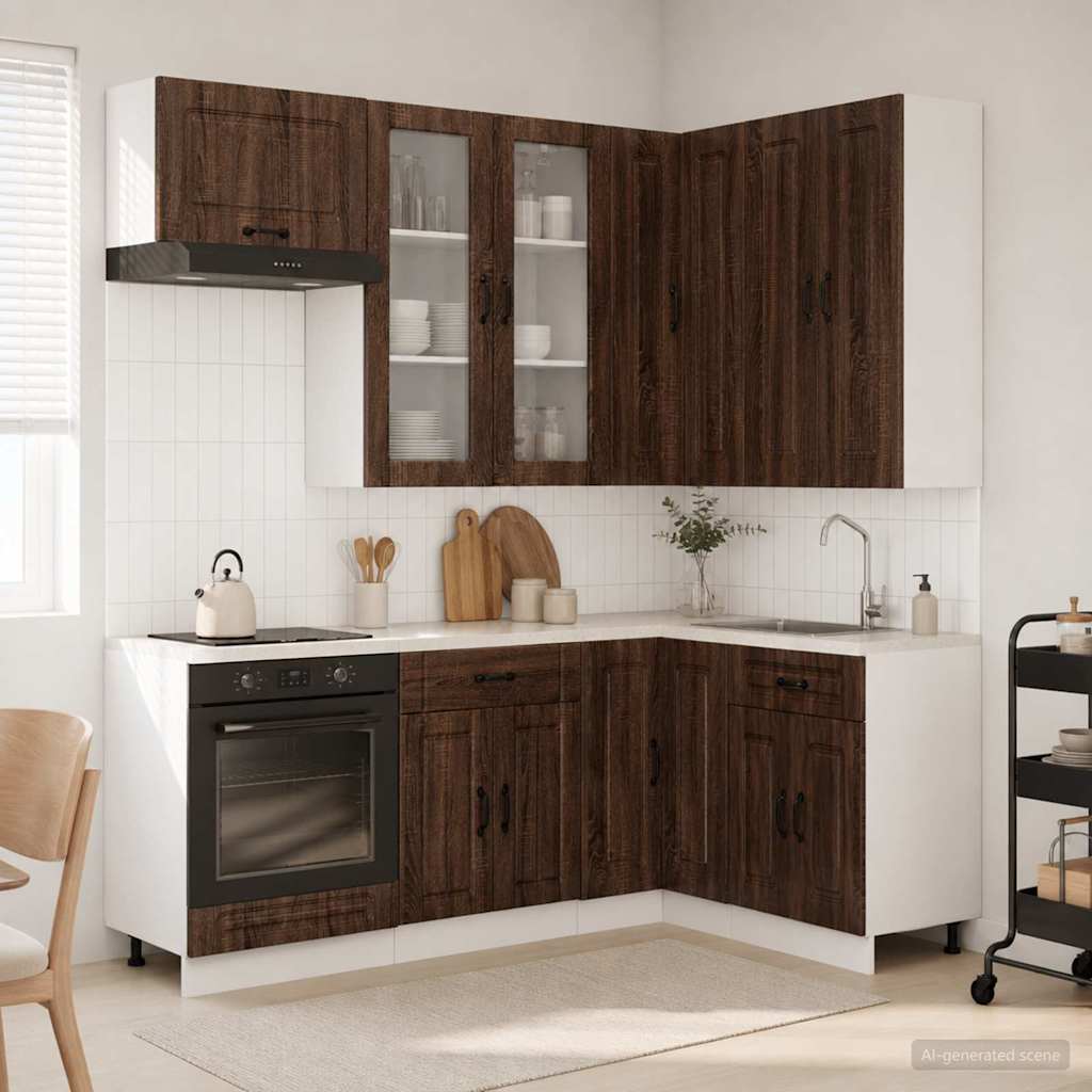 Kitchen Unit KALMAR 8 pcs Brown Oak Engineered Wood