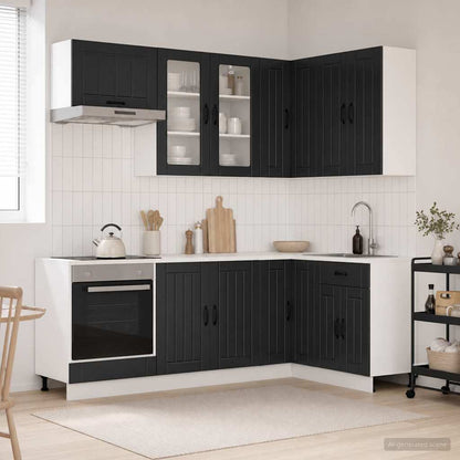 Kitchen Unit LUCCA 8 pcs Black Engineered Wood