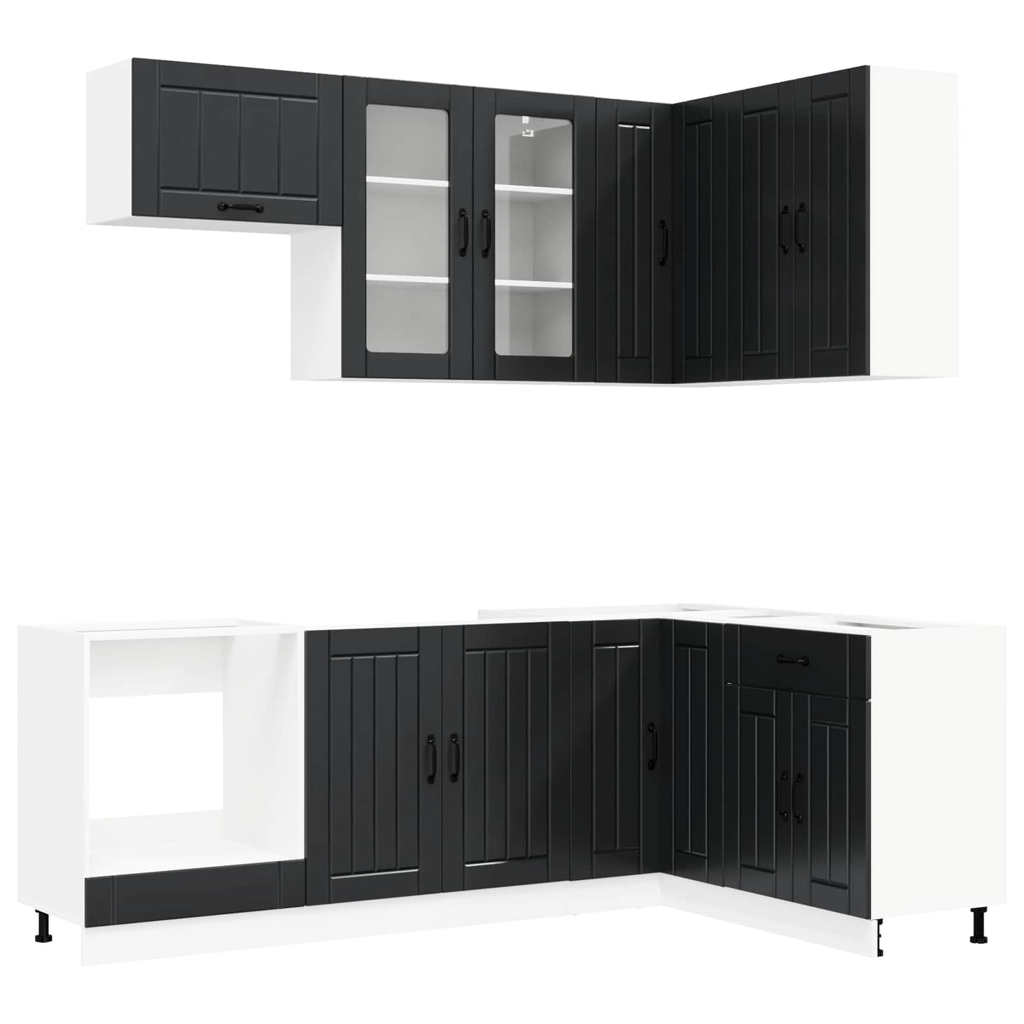 Kitchen Unit LUCCA 8 pcs Black Engineered Wood
