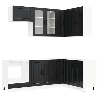 Kitchen Unit LUCCA 8 pcs Black Engineered Wood