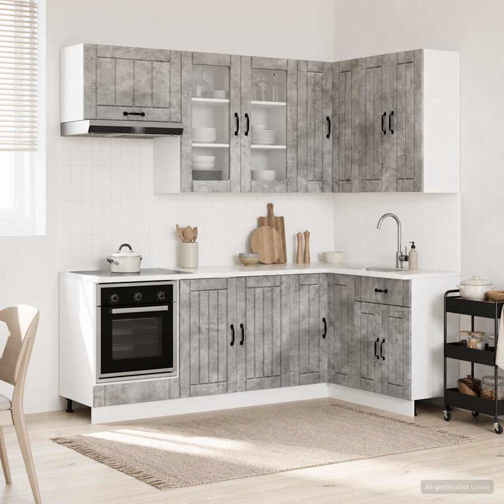 Kitchen Unit LUCCA 8 pcs Concrete Grey Engineered Wood