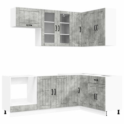 Kitchen Unit LUCCA 8 pcs Concrete Grey Engineered Wood