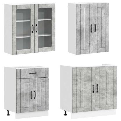 Kitchen Unit LUCCA 8 pcs Concrete Grey Engineered Wood
