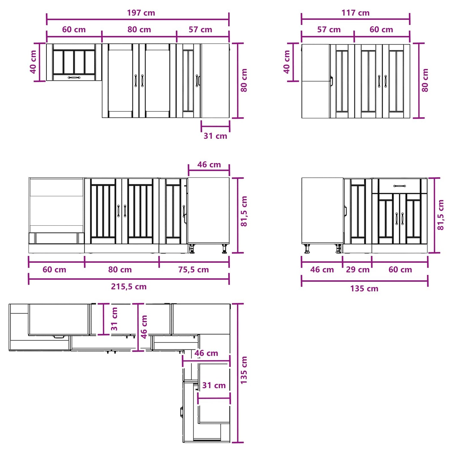 Kitchen Unit LUCCA 8 pcs High Gloss White Engineered Wood