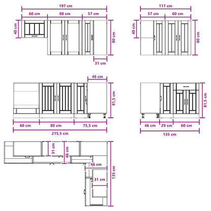 Kitchen Unit LUCCA 8 pcs High Gloss White Engineered Wood