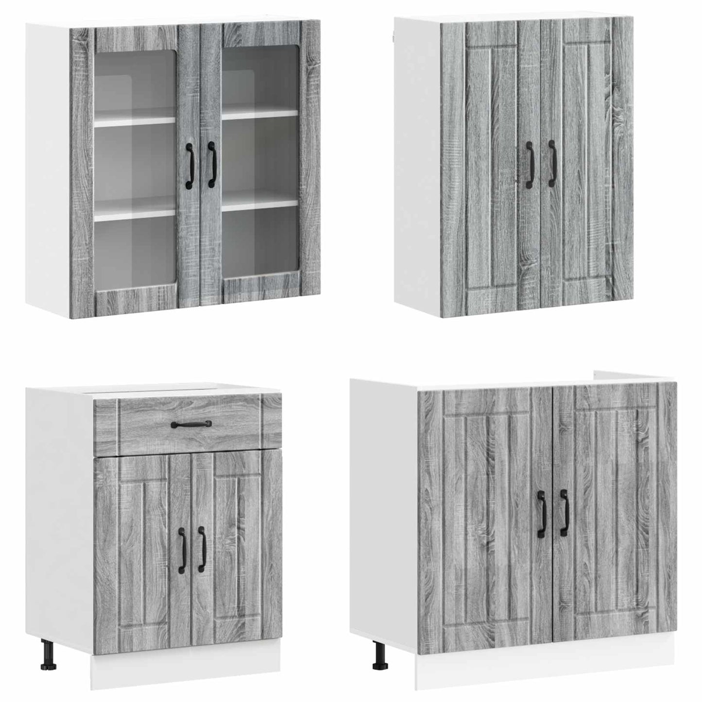Kitchen Unit LUCCA 8 pcs Grey Sonoma Engineered Wood