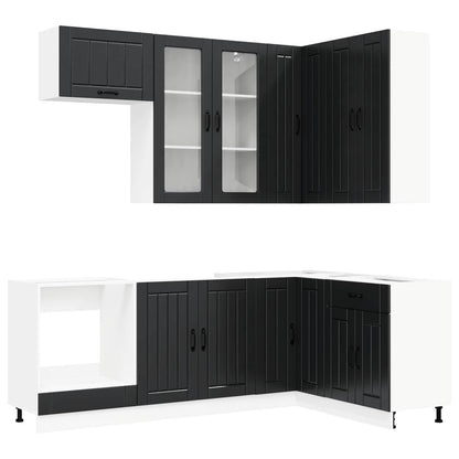 Kitchen Unit LUCCA 8 pcs Black Engineered Wood