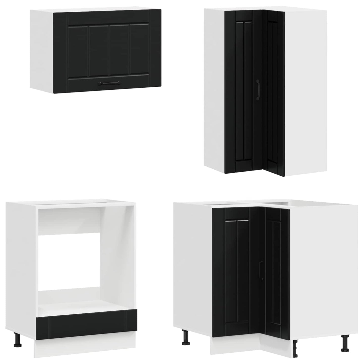 Kitchen Unit LUCCA 8 pcs Black Engineered Wood