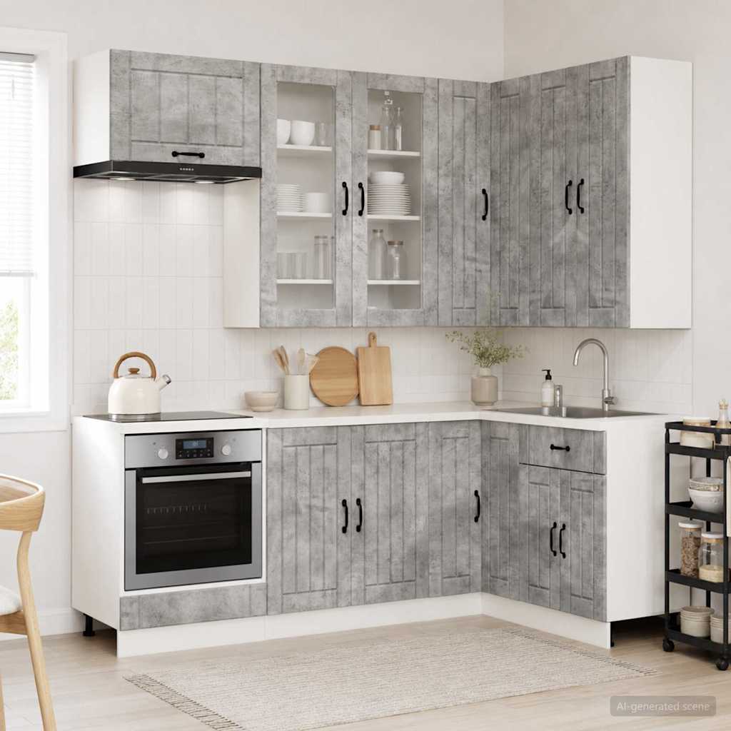Kitchen Unit LUCCA 8 pcs Concrete Grey Engineered Wood