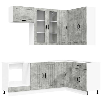 Kitchen Unit LUCCA 8 pcs Concrete Grey Engineered Wood