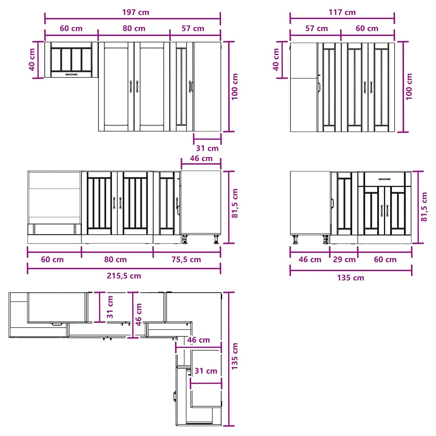 Kitchen Unit LUCCA 8 pcs Concrete Grey Engineered Wood