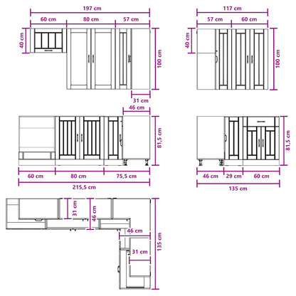 Kitchen Unit LUCCA 8 pcs Concrete Grey Engineered Wood