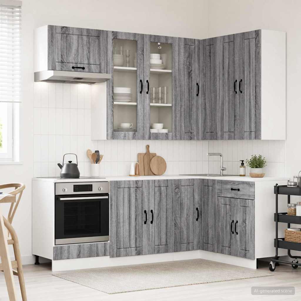 Kitchen Unit LUCCA 8 pcs Grey Sonoma Engineered Wood