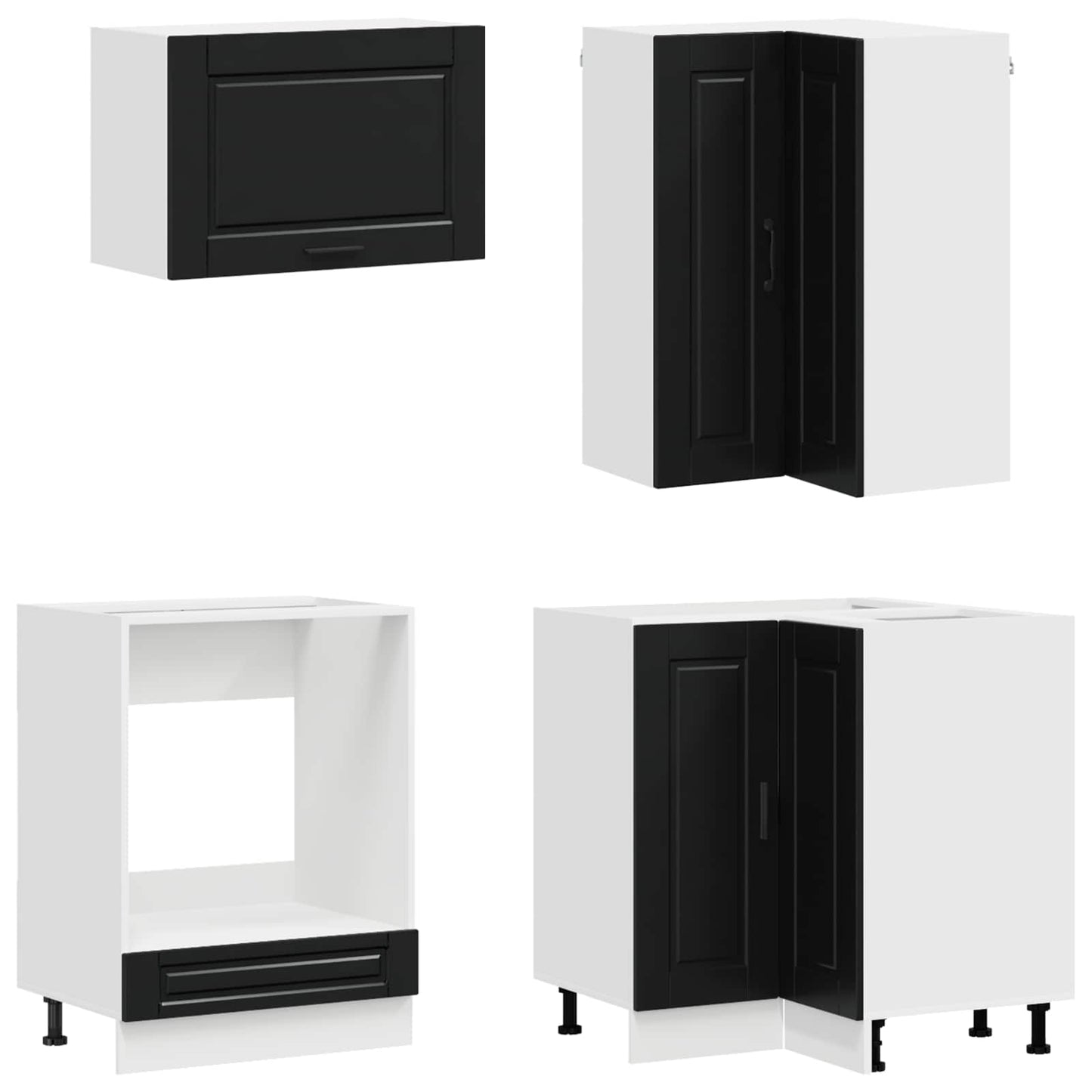 Kitchen Unit PORTO 8 pcs Black Engineered Wood
