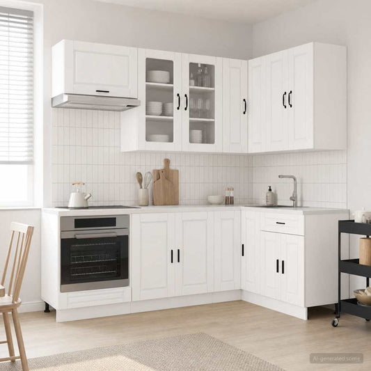 Kitchen Unit PORTO 8 pcs High Gloss White Engineered Wood