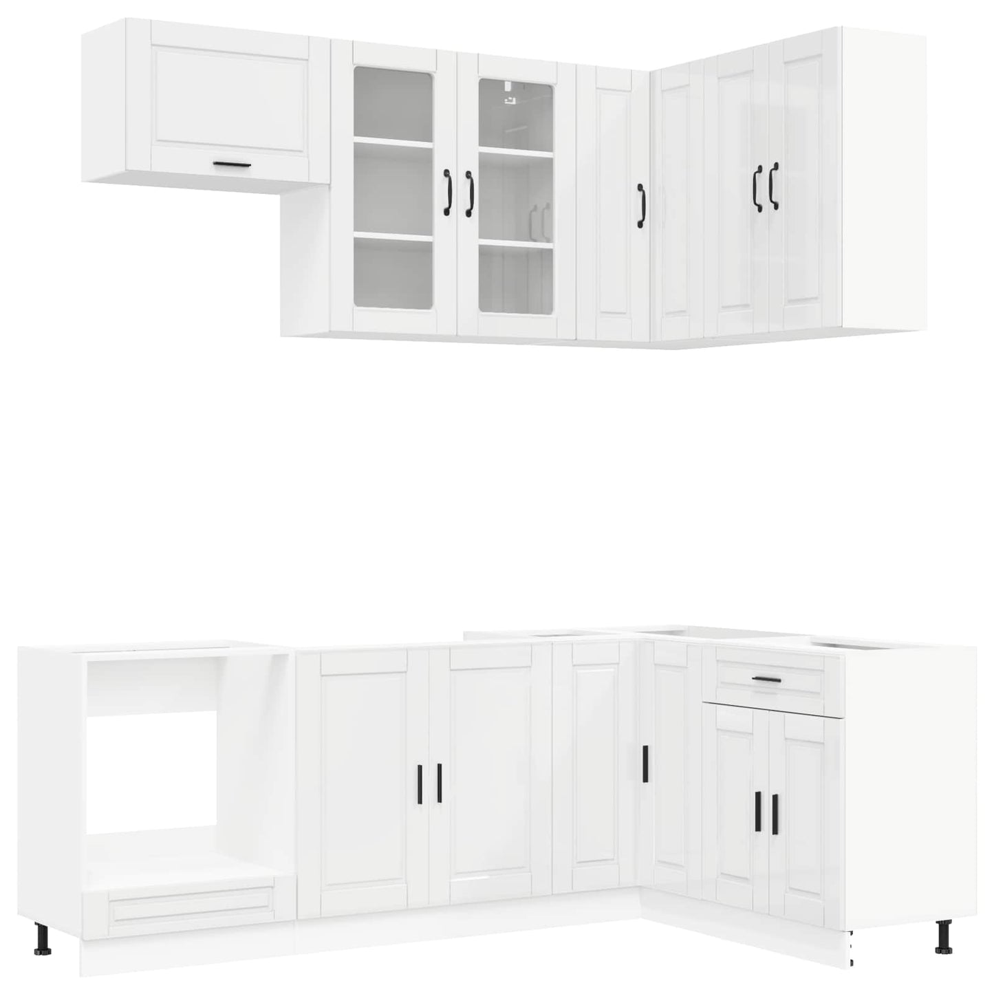 Kitchen Unit PORTO 8 pcs High Gloss White Engineered Wood